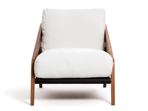 FRISÈ - Walnut and fabric armchair with armrests _ Black Tie